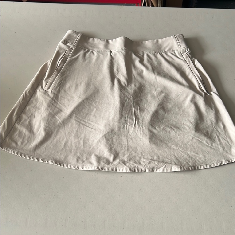 Beige A-Line Skirt with Pocket